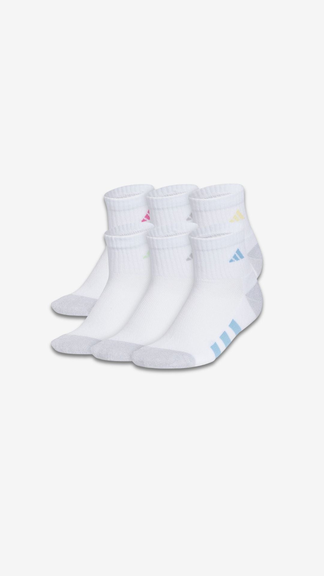 Adidas 6-Pack Cushioned Quarter Socks (kids)
